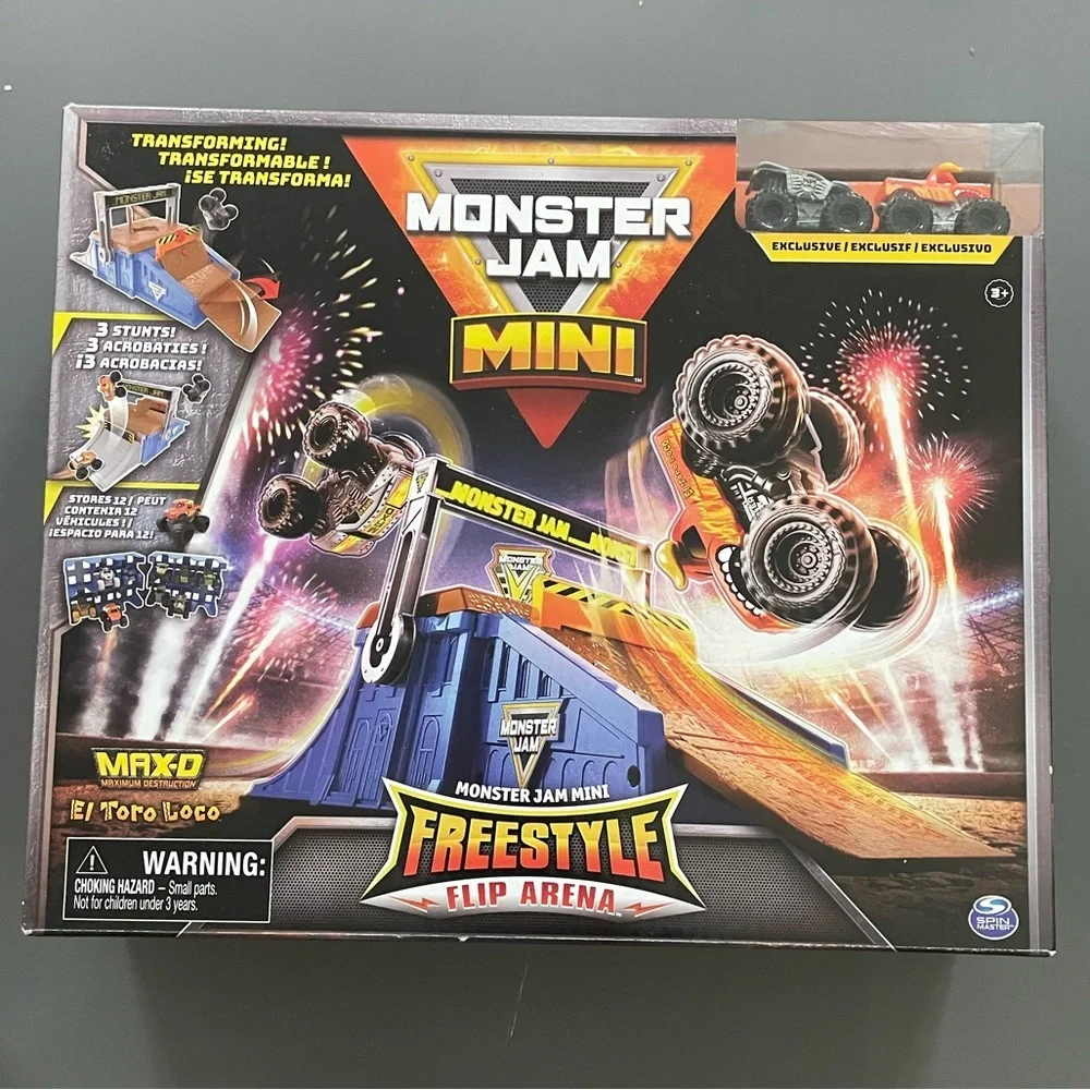 brand new- Monster Jam mini freestyle flip arena play set